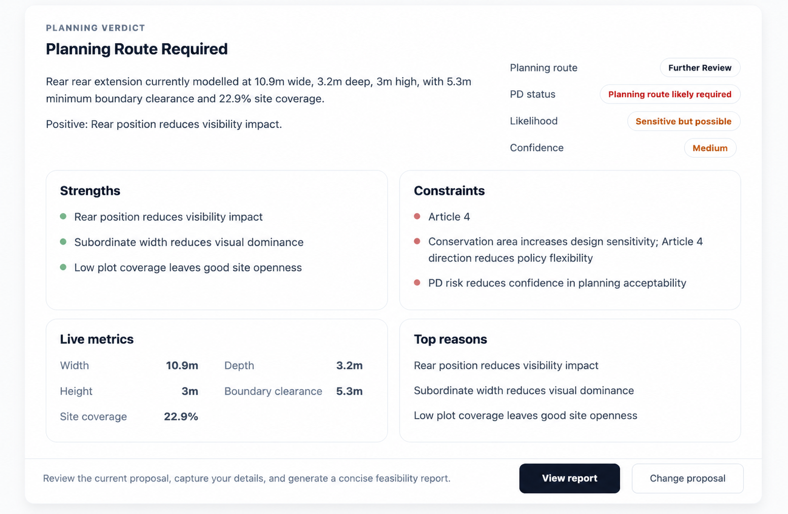 Feasibility report screenshot